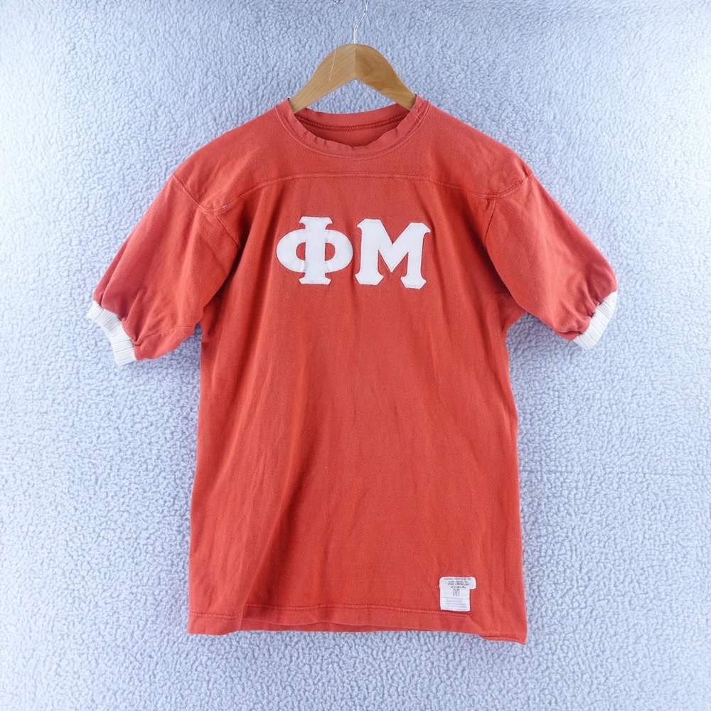 Vintage 60s Russell Southern Phi‎ Mu Sorority Jersey Tee Red Maggie Medium USA
